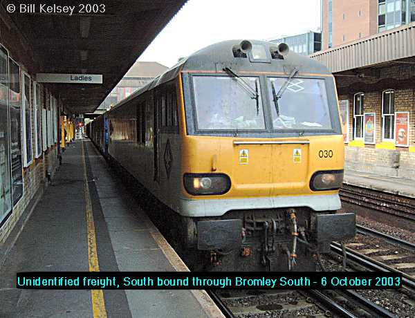 Freight train through Bromley South Station