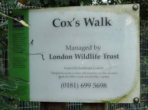 Sign at he Entrance to Cox's Walk