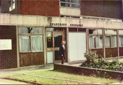 Entrance of Rushey Green telephone exchange. c.1985