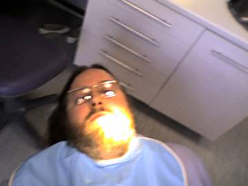 me looking terrified in the dentists chair
