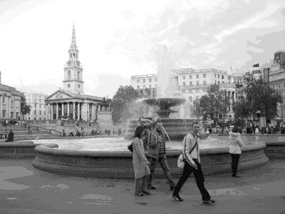 4 bit greyscale image of Trafalgar Square