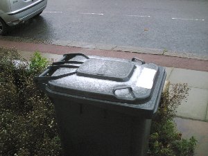 snow on top of wheelie bin on November 23rd