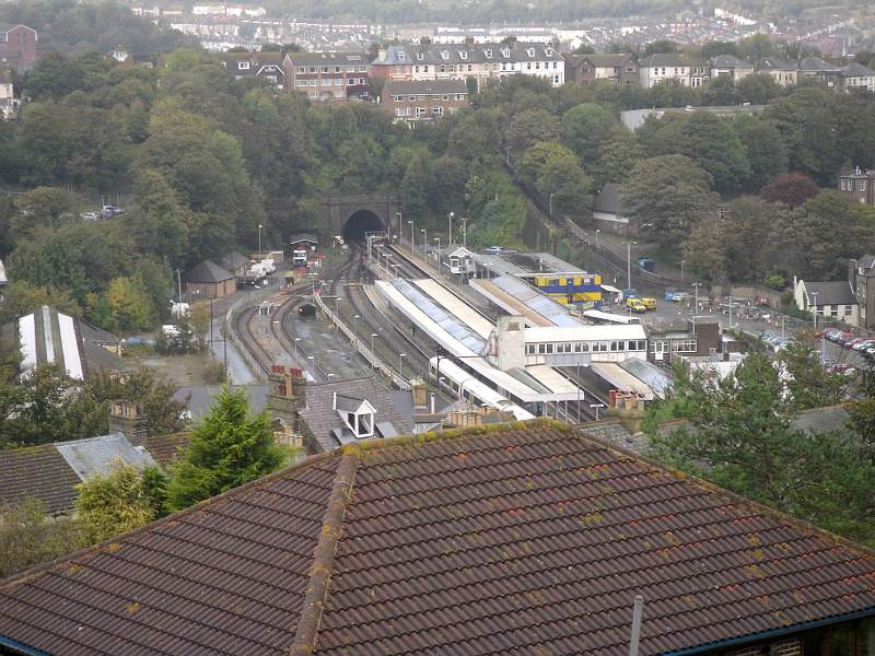 close up of Dover Priory station from the western heights