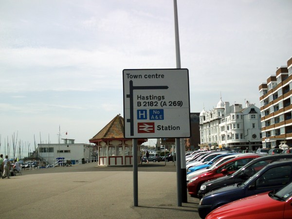 Sign pointing the way to Bexhill station