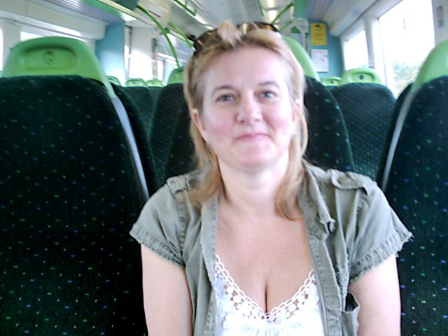 Patricia on the train to Thorpe Bay
