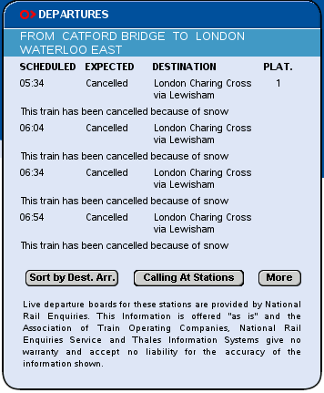 Trains cancelled this morning 2nd Feb 2009