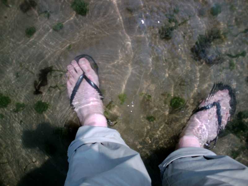 Paddling in the sea