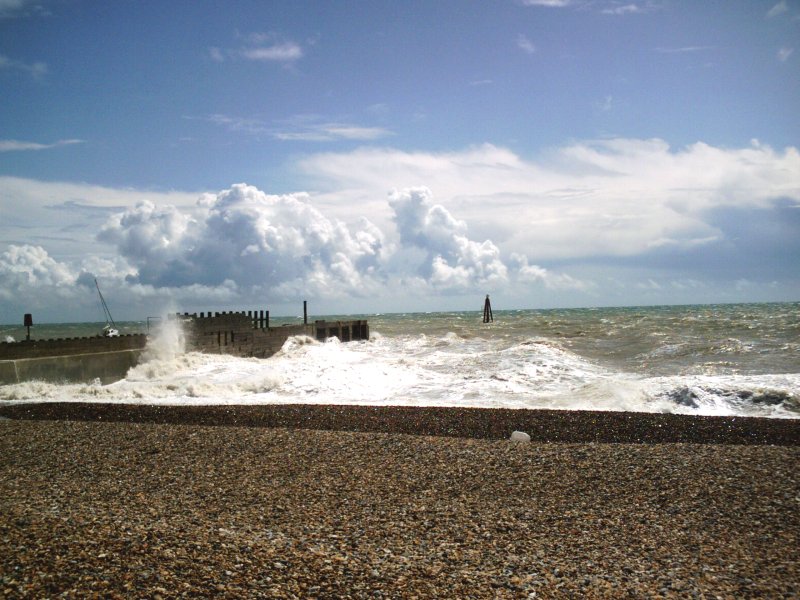 waves at Rye Harbour beach