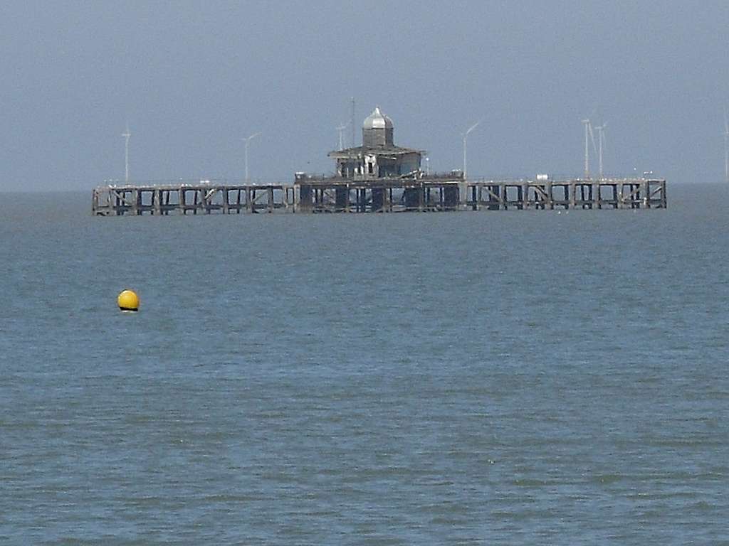 remains of the distant end of Herne Bay pier