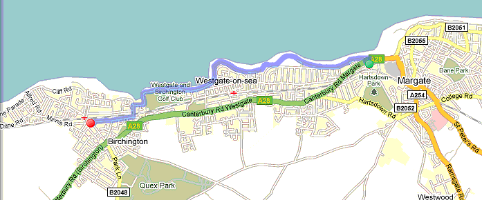 route between Margate and Birchington