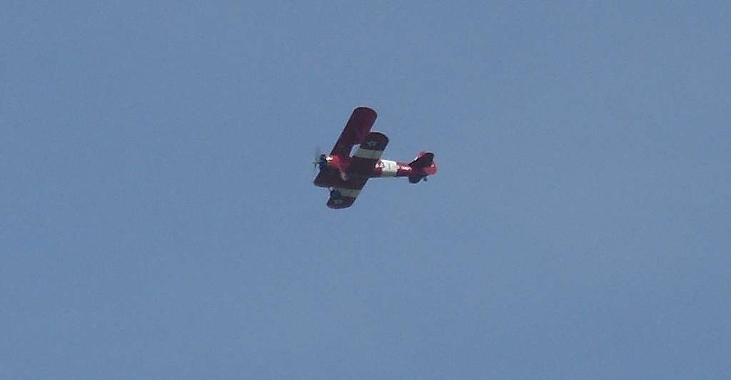 Biplane flying near Reculver