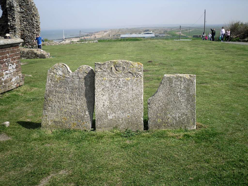 gravestones at ruined church at Reculver