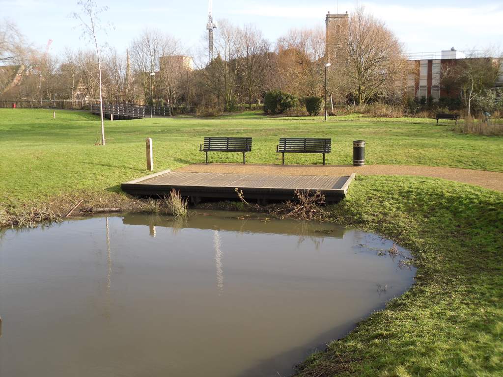 seat and pond