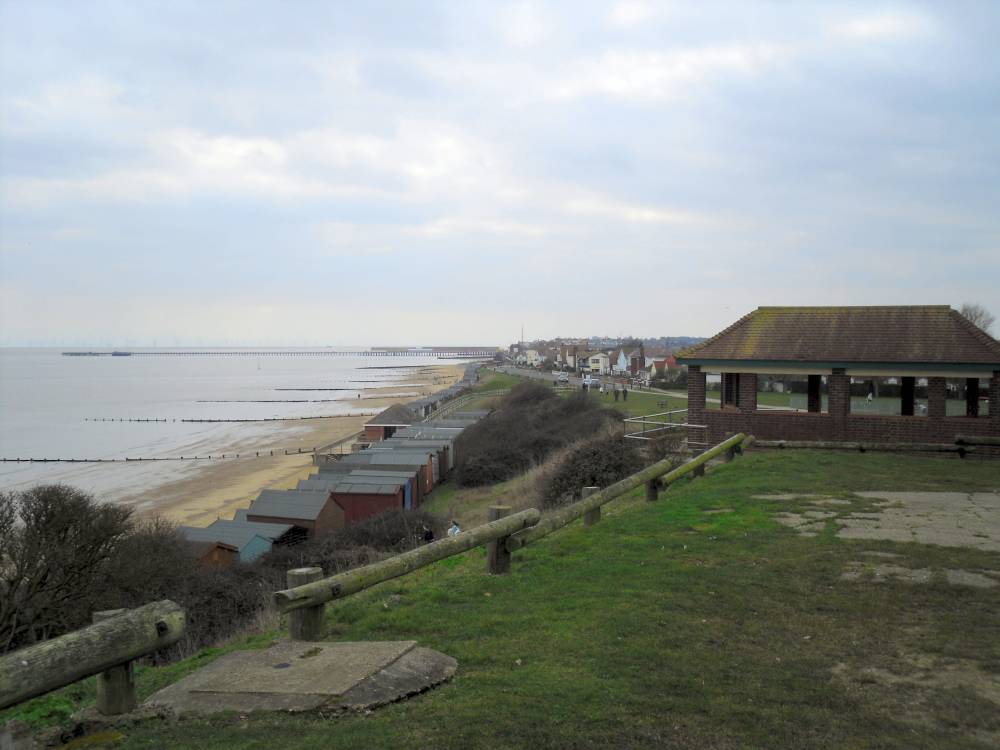 Cliff top view back toward the pier at Walton-On-The-Naze