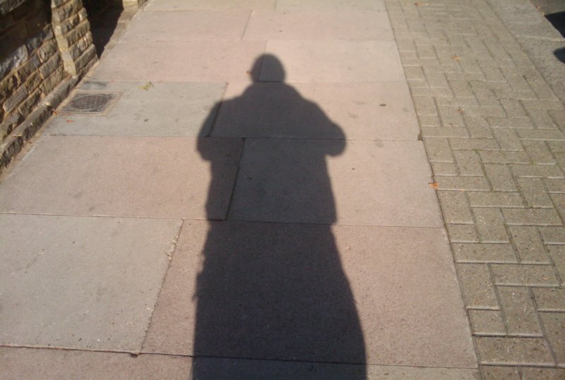 My shadow as I walked up the hill in bright sunlight