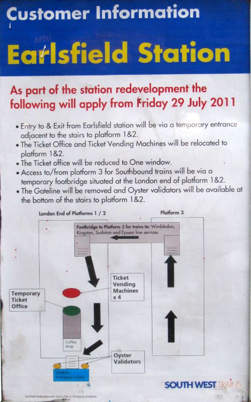 poster at Earlsfield station 29/07/2011
