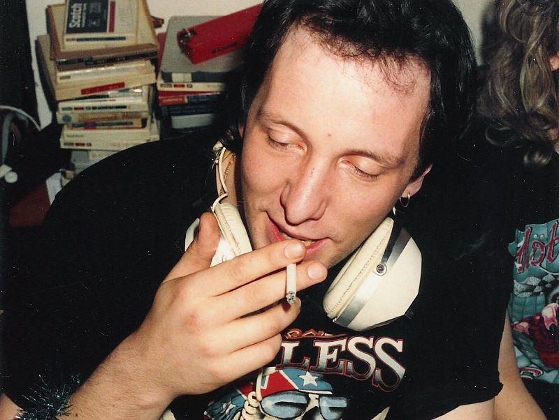 Nigel Grant smoking a fag in the studio