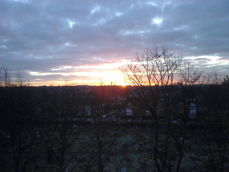 sunrise over Earlsfield cemetary 28/11/2011