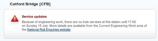 No trains from Catford Bridge until this evening