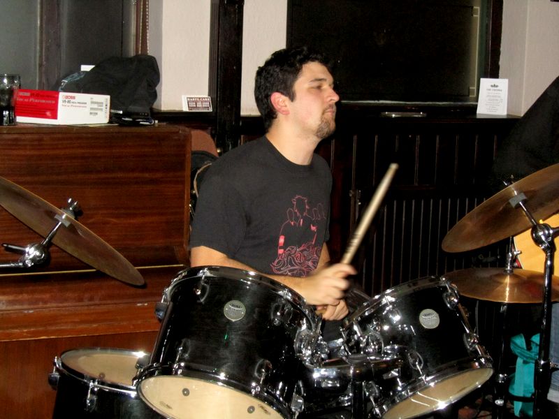 Matt Sharp with brand new drum kit at The Crown in Greenwich