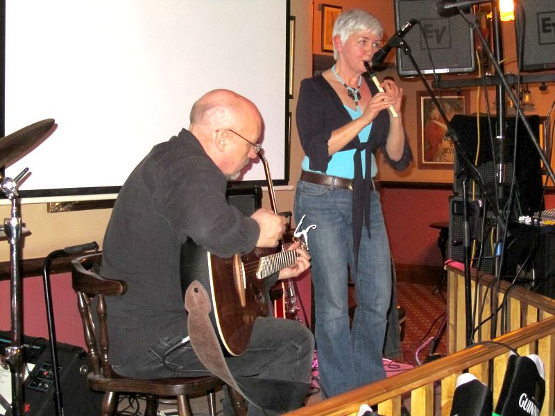 Elizabeth on the penny whistle accompanied by Steve Cox on guitar