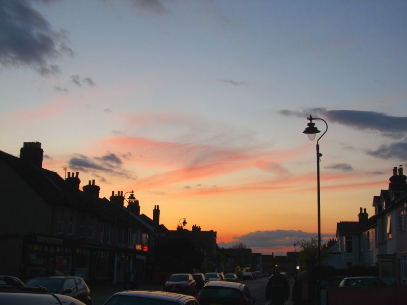 sunset outside The Chatterton Arms in Bromley