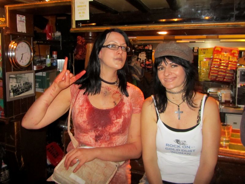 Sarah the zombie with Jo at the bar of The Oval Tavern