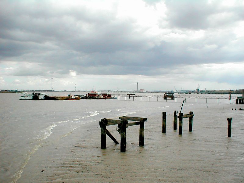 view from Erith with the QE bridge crossing at Dartford in the distance