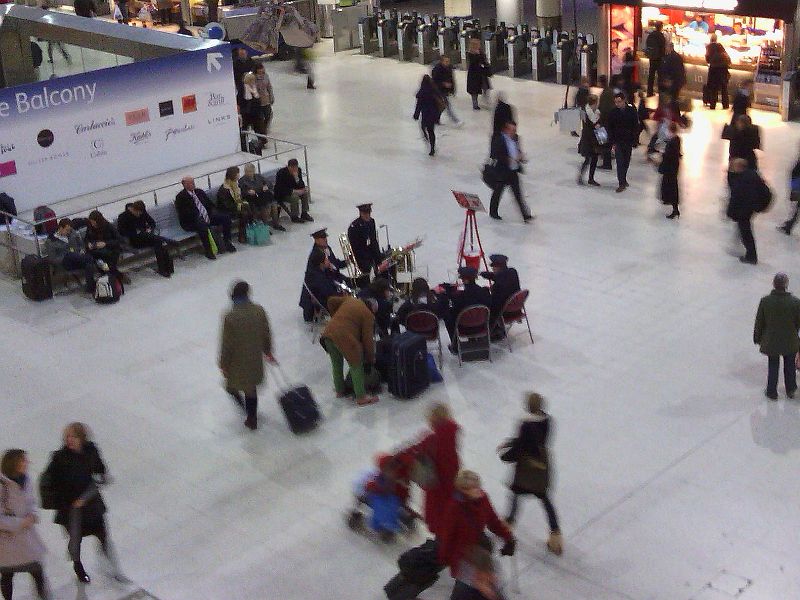 Noise mongers for god at Waterloo station