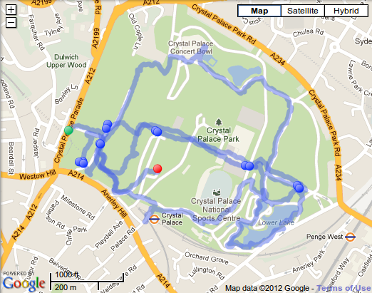 my route around Crystal Palace park
