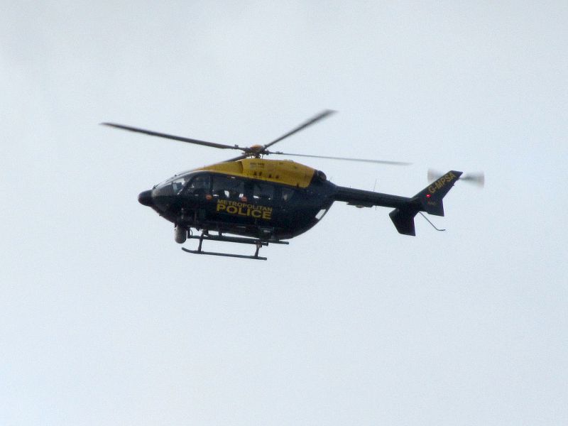 Police helicopter above the river Thames