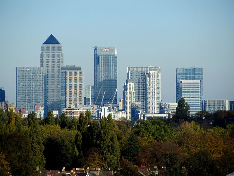Canary Wharf from Blythe Hill Fields