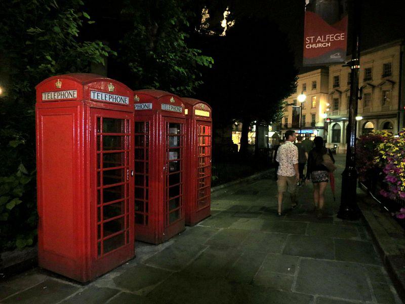 3 classic telephone
                        boxes by The Mitre pub in Greenwich - Friday
                        23rd August 2013
