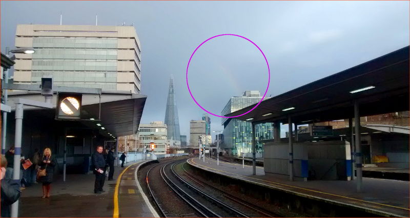 barely visible rainbow by the shard