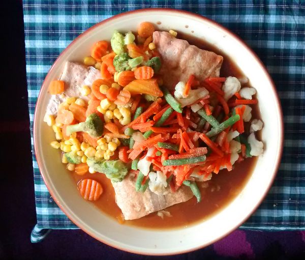steamed salmon and vegetables