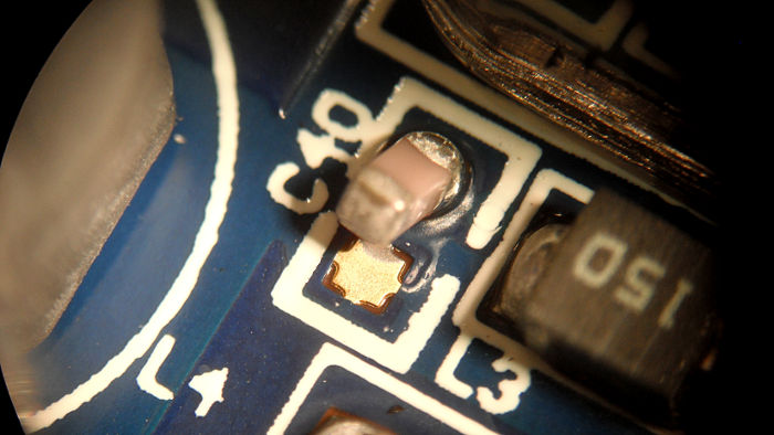 capacitor only
                          soldered at one end