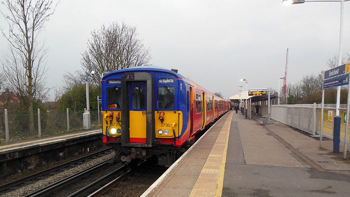 Class 455 train seen at Earlsfield
                          station