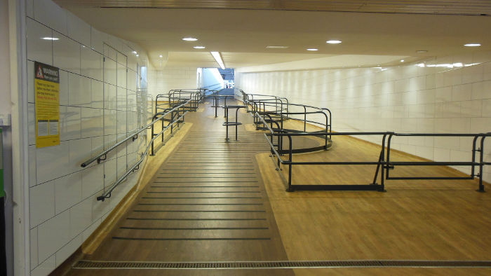 slope going up
                              the platforms at Folkestone Central
                              station