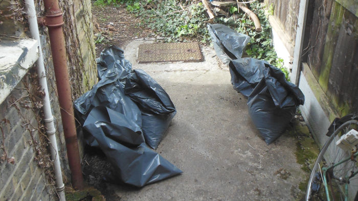 plasic sacks of
                            sewer scrapings 5 minutes before they were
                            taken away