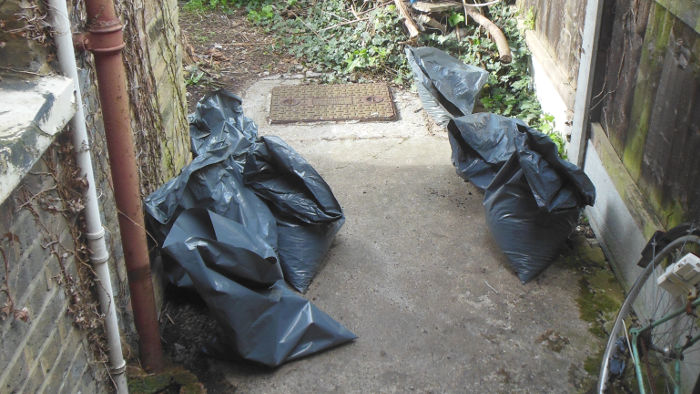 plasic sacks of
                            sewer scrapings 5 minutes before they were
                            taken away