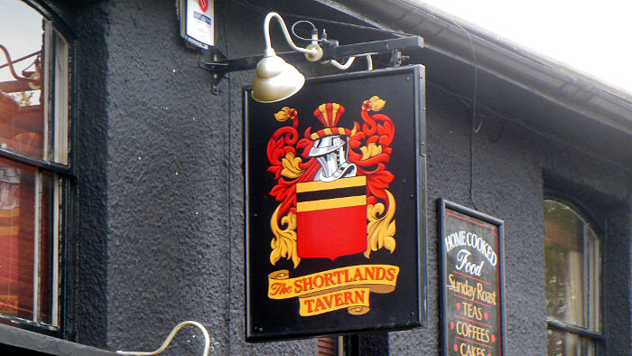 The Shortlands Tavern pub
                  sign