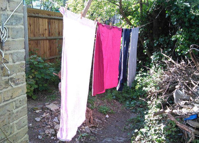 washing drying on
                          the line