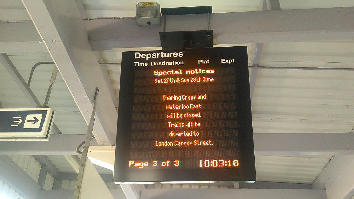 trains to Charing
                          Cross are actually cancelled !