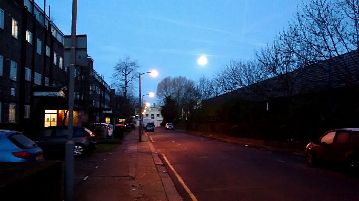 a bright blurred
                          moon