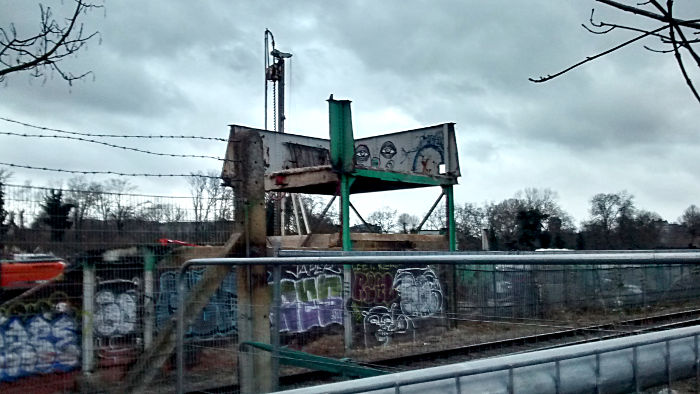 The bridge over the railway to Catford
                          Greyhound stadium is now almost gone