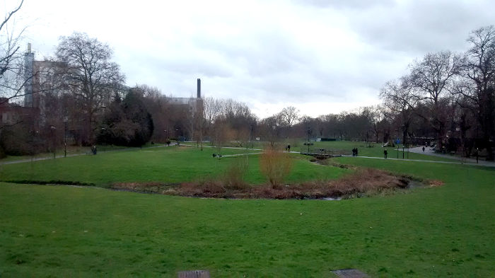 looking south from
                          the north end of Ladywell Fields