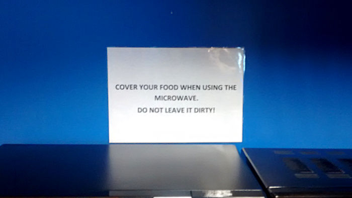 notice abouit
                          microwave oven at work