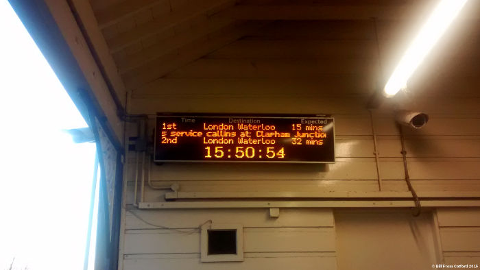 15 minute wait until the
                    next train to Waterloo from Wandsworth Town Station