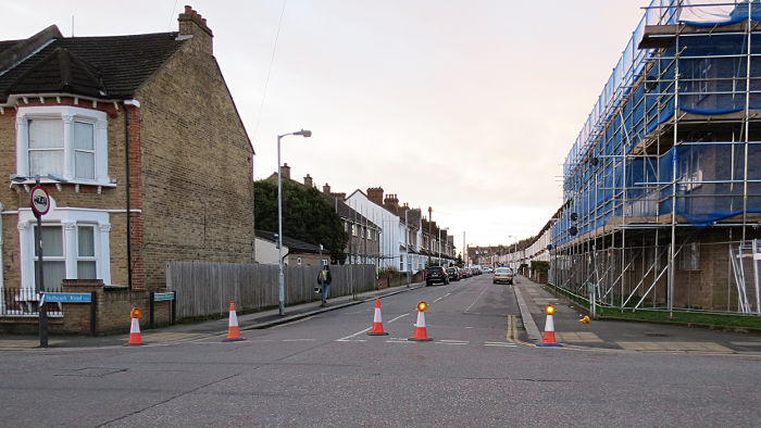 Nelgarde Road is coned off