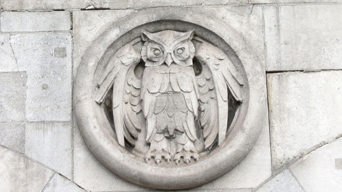 one of two owls on The
                  Broadway Theatre in Catford